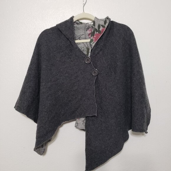 Nardi & Tagliaferri Wool Blend Hooded Poncho - Picture 1 of 7